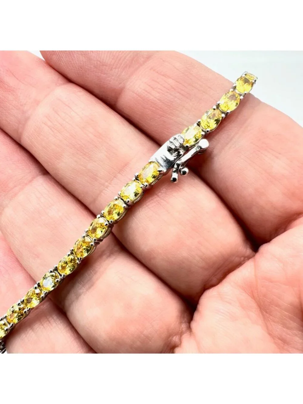 JTV Simulated Canary Diamond Sterling Silver Tennis Bracelet 7 Inch New